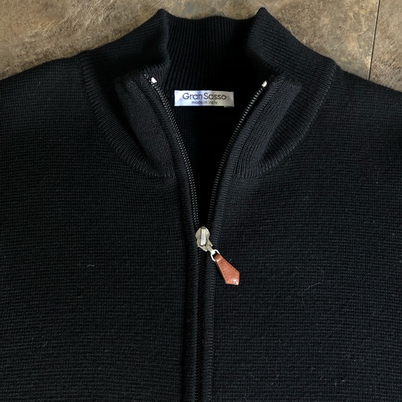 Vintage Gran Sasso Italy Black Wool Full Zip Cardigan Jacket Men’s XL? - Picture 3 of 6